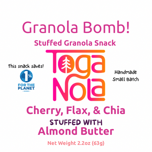 Wholesale Case Granola Bombs (24 units) - Cherry, Flax, & Chia Stuffed with Almond Butter
