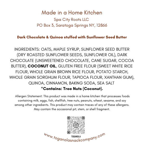 3-Pack Granola Bomb! Dark Chocolate & Quinoa Stuffed with Sunflower Seed Butter