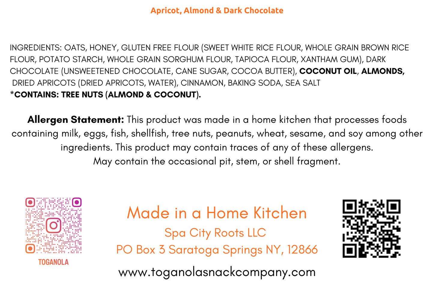 (4-pack) Granola Bar: Almond, Apricot, and Dark Chocolate